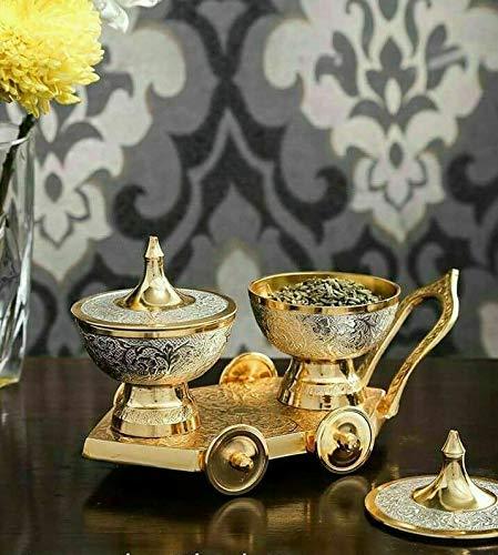 Treasure exports Silver & Gold Plated Brass Bowl Set on Trolley Velvet Box Best Deepawali Gift - TREASURE EXPORTS