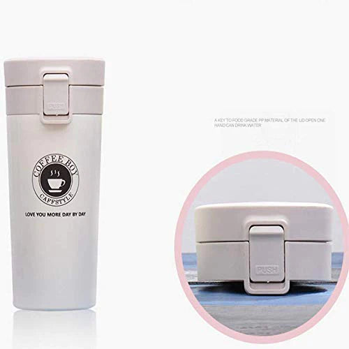 Treasure Exports Double Wall Vacuum Insulated Travel Stainless Steel Coffee 300ml (White)
