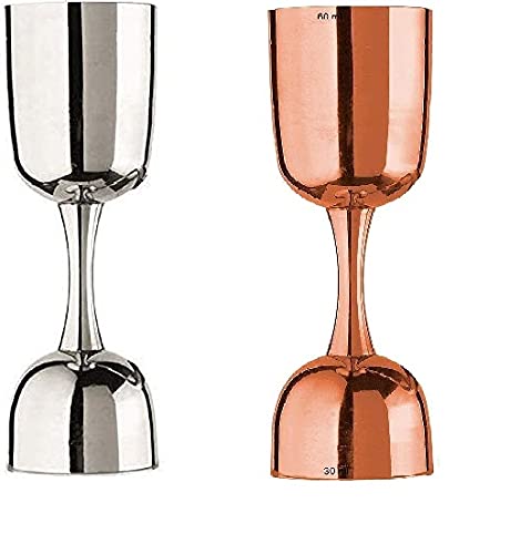 Treasure Exports Premium Peg Measurer Jigger 30 and 60 ml Without Handle and Rose Gold Without Handle Set of 2