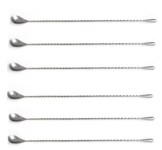 Treasure exports Teardrop Bar Spoon, Extra Long Bar Stirrer 40 cm, Cocktail Spoon Mixing Spoon Stainless Steel Professional Cocktail Bar Tool Japanese Style Teardrop End Design - Set of 6 Pc.