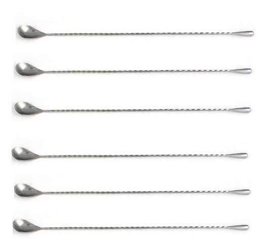 Treasure exports Teardrop Bar Spoon, Extra Long Bar Stirrer 40 cm, Cocktail Spoon Mixing Spoon Stainless Steel Professional Cocktail Bar Tool Japanese Style Teardrop End Design - Set of 6 Pc. - TREASURE EXPORTS