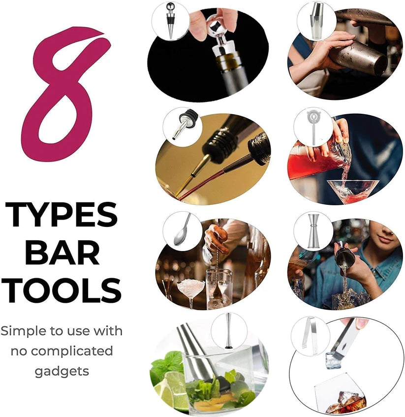 Treasure Exports Bar Set Cocktail Shaker Bar Tools Set Bartender Kit with Bar Accessories : 11 Pcs Gift Set