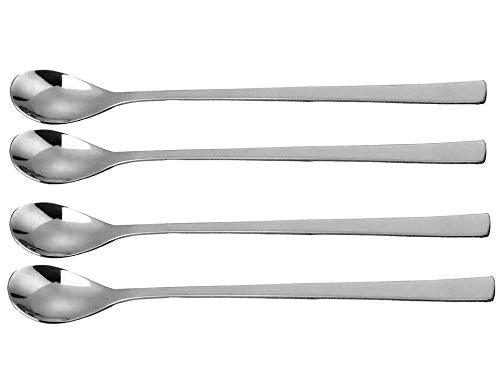 Treasure Exports Long Handle Mixing Stirring Spoon for Tall Glasses, Ice Tea Coffee Ice Cream Cocktail Bar Stainless Steel, Soda Spoon, Bourn Vita/Horlicks, Milkshake Spoon 8" : Set of 4 - TREASURE EXPORTS