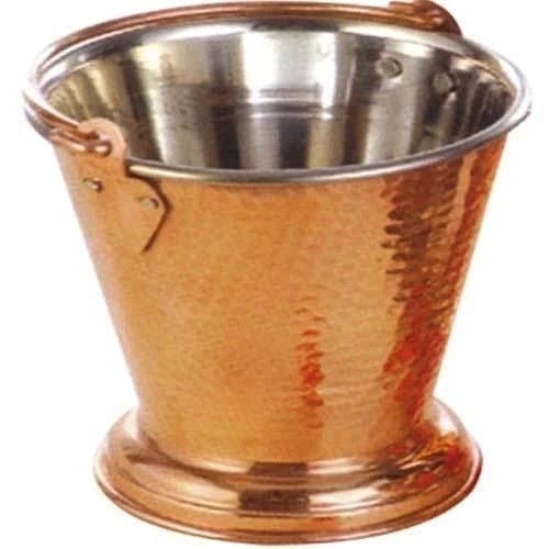 Treasure Exports Steel Copper Bucket Balti with 1 Steel Serving Spoon for Serving Dishes Tableware (330 ml)