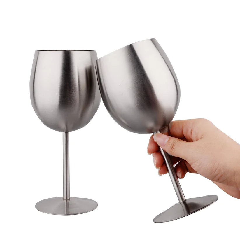 Treasure Exports Stainless Steel Stemmed Wine Glasses, Copper Coated Unbreakable Wine Glass Goblets, Premium Gift for Men and Women - 350 ml: Set of 2 Pcs