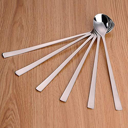 Treasure Exports Extra Long Spoon for Iced Tea, Coffee Ice Cream Spoon for Tall Glasses, Cocktail Bar Stainless Steel Spoon Milkshake Spoon: 12 Pcs Set