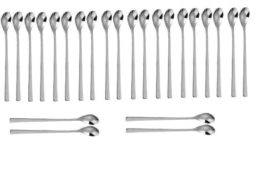 Treasure Exports Extra Long Spoon, Cocktail Bar Stainless Steel Long Handle Spoon, Soda Spoon, Bournvita/Horlicks Spoon, Milkshake Spoon: 24 Pcs Set - TREASURE EXPORTS