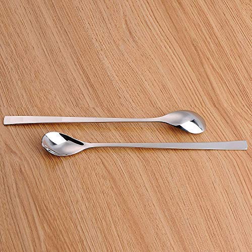 Treasure Exports Stainless Steel Spoon for Iced Tea Coffee Ice Cream Spoon for Tall Glasses, Cocktail Bar Stainless Steel Soda Spoon 2 Pcs Set