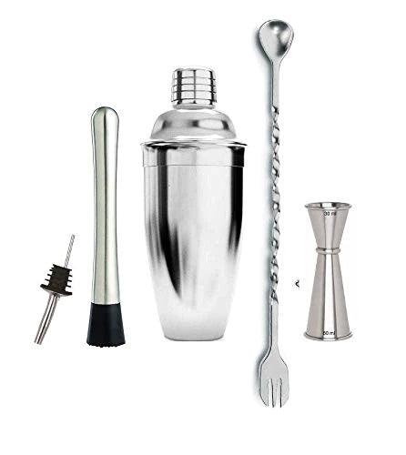 Treasure Exports Cocktail Shaker Bartender Set Professional Bar Tools: 5 Pcs - TREASURE EXPORTS