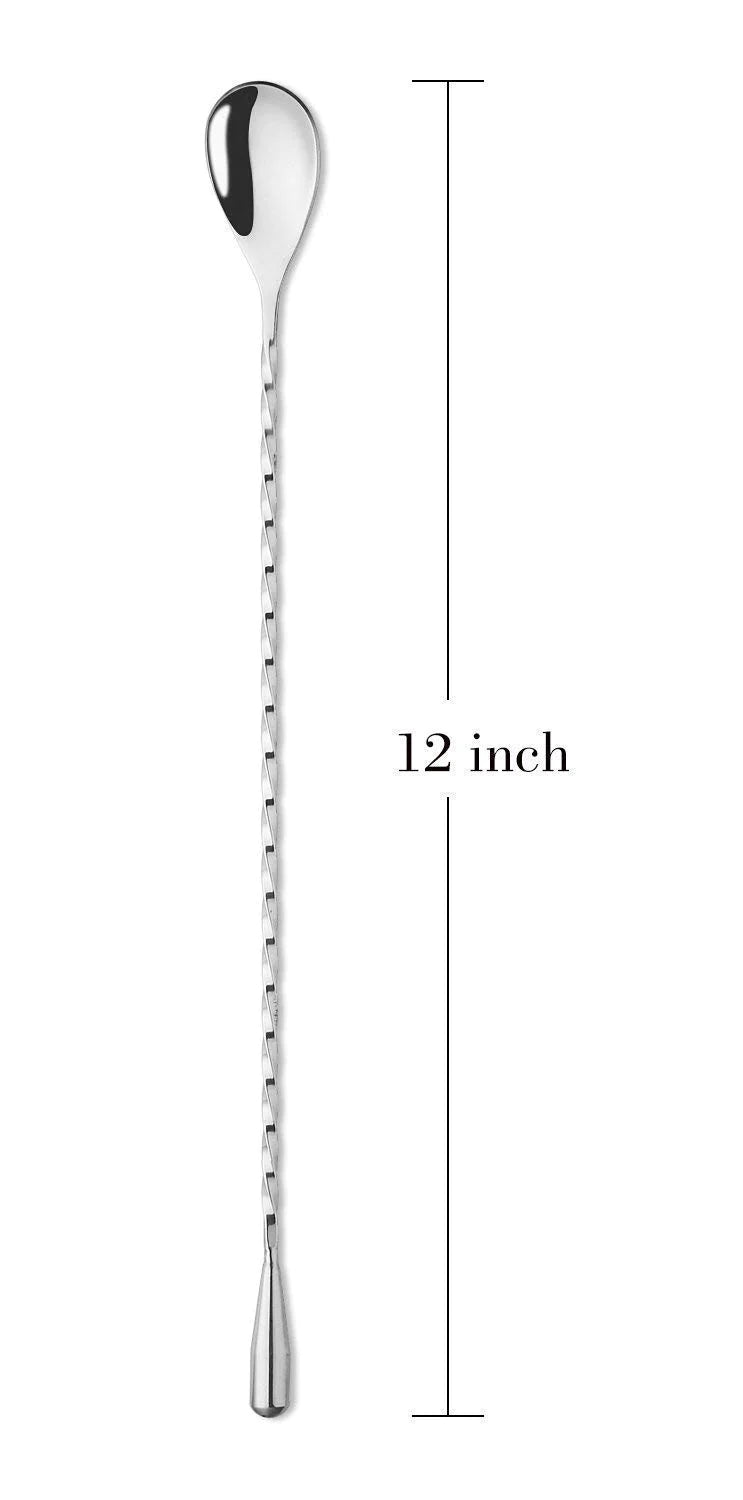 Treasure Exports Cocktail Spoon Bar Spoon Long Spoon Mixing Spoon 12 Inches with Peg Measurer, Jigger, Measure Cup 30ml/60ml: 2 Pcs
