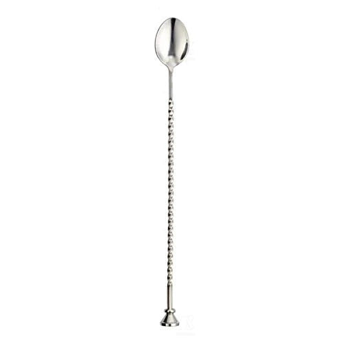 Treasure Exports Premium Bar Stirrer Spoon Twisted with Muddler top Long Spoon Cocktail Mixing Spoon Long Handle Stirring Spoon Stainless Steel Cocktail Spoon Bar Cocktail Shaker Spoon 11" Length : 1 Pc.