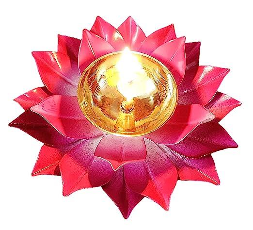 Treasure exports Lotus Diya for Puja Home Decoration Item Gift, Lotus Brass Diya Oil Lamp Pooja, Diwali Gifts - TREASURE EXPORTS