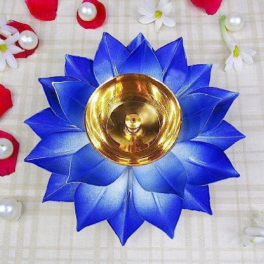 Treasure exports Lotus Diya for Puja Home Decoration Item Gift, Lotus Brass Diya Oil Lamp Pooja, Diwali Gifts - TREASURE EXPORTS