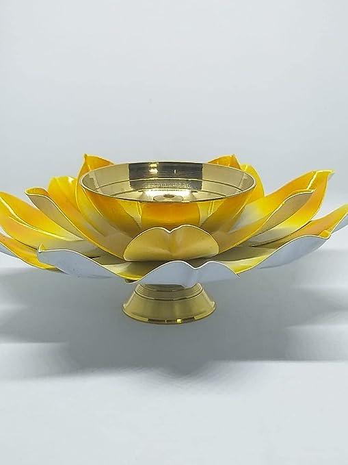 Treasure exports Lotus Diya for Puja Home Decoration Item Gift, Lotus Brass Diya Oil Lamp Pooja, Diwali Gifts - TREASURE EXPORTS