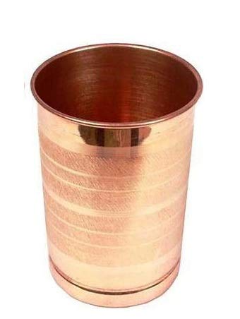 Treasure Exports Copper Glass Tumbler Lacquer Coated Plain Design 300 ML Pack of 1